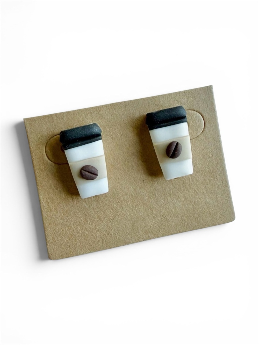 Handmade Polymer Clay Coffee Cup Stud Earrings